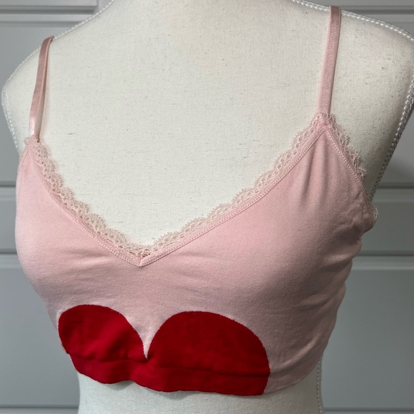 Victoria Secret Pink Bralette Heart Detail Cami Top Adjustable Straps Large - Picture 1 of 6